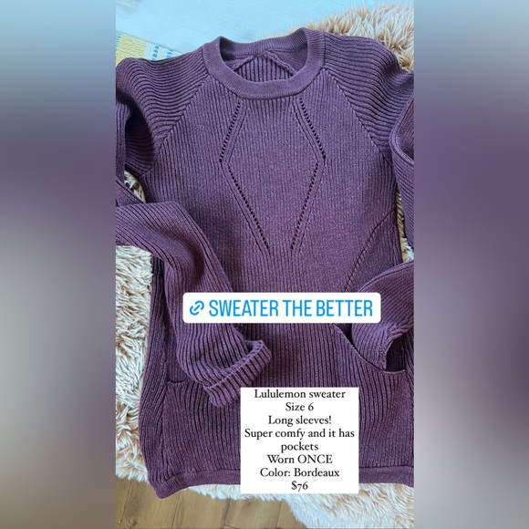 Lululemon “Sweater the Better” sweater in Bordeaux - Picture 1 of 2